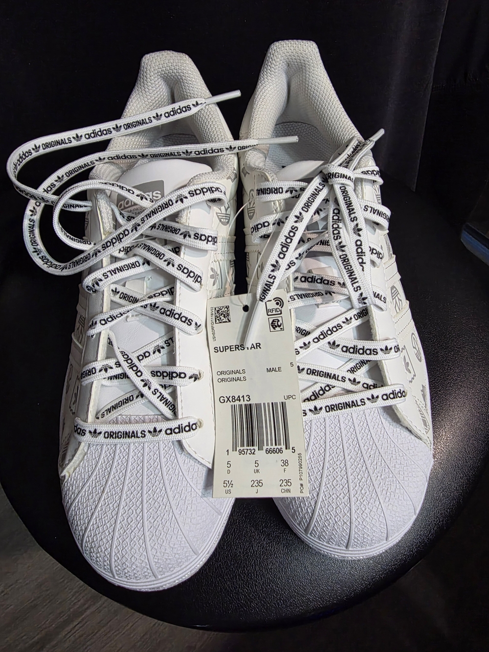 adidas Originals White Superstar Lace-Up Sneakers